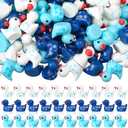Wesiti 100 Pcs Mini Resin Ducks Cruise Navigation Themed Tiny Sailor White Blue Ducks for Miniature Figurines Micro Landscape Garden Desktop Home Cake DIY Accessories Party Gifts