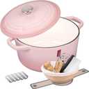 VORRINGARD Enameled Cast Iron Dutch Oven Pot with Lid, for Bread Baking, Round Bread Oven- include Sourdough Bread Baking Supplies set, 4.5QT, Pink