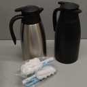 68oz Thermal Coffee Carafe, 2 Pack Airpot Insulated Coffee Urn Stainless Steel Vacuum Thermal Pitchers for Coffee, Hot Water, Tea, Beverage - Keep 12 Hours Hot, 24 Hours Cold (Silver, Matte Black)