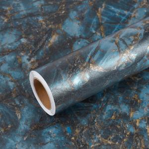 VEELIKE Thick Matte Blue Gold Marble Contact Contact Paper 24''x118'' Counter Top Peel and Stick Waterproof Blue Marble Wallpaper Removable Self Adhesive Countertop Vinyl Wrap for Kitchen Bathroom