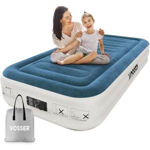 Twin Air Mattress with Built-in Pump,Fast & Easy Inflation/Deflation Inflatable Mattress, Foldable Blow Up Mattress with Storage Bag, Inflatable Bed for Home, Camping & Guests