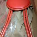 Lavish Home Folding Stool with Padded Backless Seat, Red, 24 Inch