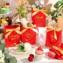 Kolldenn 36 Pack Small Thank You Gift Bags with Handles 5.9 x 4.3 x 2.4 Inches Wedding Favor Bags with Bow Ribbon Graduation Candy Goodie Gift Bag Bulk for Wedding Birthday Bridal Shower(Red)
