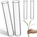 Kisangel 4pcs Plant Glass Test Tube, Clear Plant Propagation Tubes Hydroponic Glass Flower Vases for Home Garden Arrangement Water