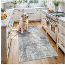 Washable Entryway Rug – Non-Slip Rubber Backed Small Area Rug for Kitchen, Bedroom, Living Room, Office – Soft Low-Pile Thin Modern Abstract Neutral Throw Rug （Blue Grey)