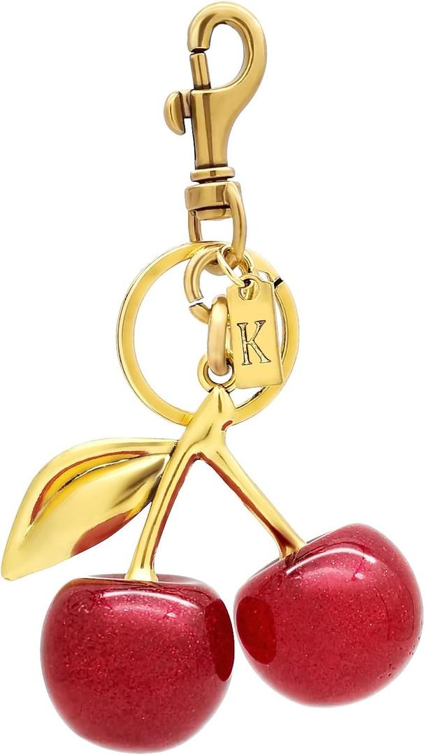 Cherry Keychain Bag Charm with Letter Tag for Women - Cute Purse Accessories Keychains for Handbags, Christmas Gifts