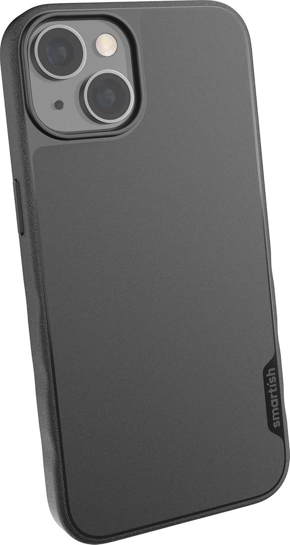 Smartish iPhone 14 Magnetic Case - Gripmunk Compatible with MagSafe [Lightweight + Protective] Slim/Thin Grip Cover with Microfiber Lining for Apple iPhone 14 - Black Tie Affair