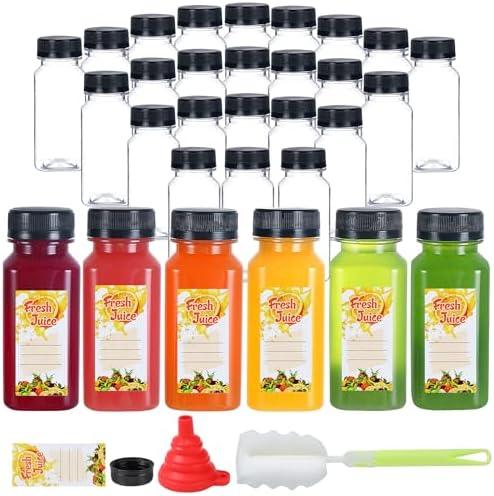 Mrhuazhai 30pcs 6oz Empty Plastic Juice Bottles with Caps Reusable PET Food Grade Drink Bottles with Leak-Proof Tamper Evident Caps Bulk Clear Beverage Containers for Homemade Drinks Smoothie Milk