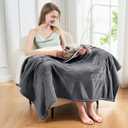 Electric Heated Blanket,Flannel & Sherpa Heated Throw Blanket 50"x60",Fast Heating Soft Fleece Blanket with 8 Heating Levels & 8H Auto Off - Grey