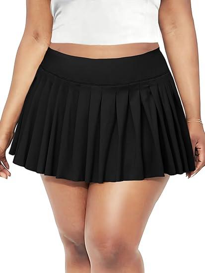 Women's Plus Size Micro Mini Pleated Skirts High Waist Short Skater Skirt Y2k Club Cheer Skirt Size XL