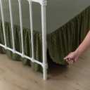 Tufted Dot Bed Skirt Queen Size Ruffled Bed Skirt with Split Corners, 18 Inch Drop Dust Ruffle Bed Skirts with Platform, Olive Green