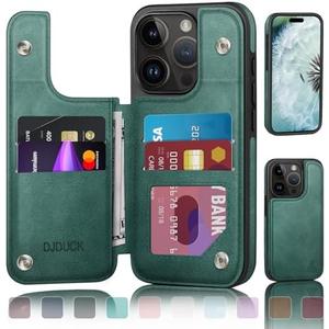 DJDUCK Designed for iPhone 16 Pro Max Case Wallet with Card Holder, [Magnetic Clasp Cover] [RFID Blocking Leather Protection] Shockproof Women Men Cases 6.9 Inch for Apple 16 Pro Max Sea Green