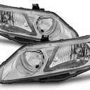 AKKON - Fits 2006-2011 Honda Civic Sedan 4-Door Chrome Headlights Pair Driver+Passenger w/Amber Corner Lamp