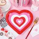 2 x 50 Pcs Valentine's Day Paper Plates Disposable Plates Red Pink Heart Shaped 8.6 x 9.3 Inch Decorative Tableware Dessert Plate for Wedding Anniversary Party Tableware Supplies