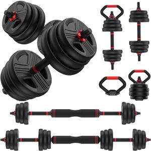 FDS1 Adjustable Dumbbell Set, 35lbs Free Weights set with upgraded nut, 5 in 1 Weight Set Used as Kettlebells, Barbell, Push up Stand, Fitness Exercise for Home Gym Suitable Men/ Women
