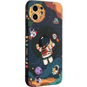 WOFOLE Compatible with iPhone 12 Case for Boys Girls Cute Cartoon Astronaut Rocket Design Aesthetic Shockproof Designer Cool Phone Case for iPhone 12 (Multicolor)