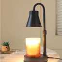 Candle Warmer Lamp with Adjustable Height, Stepless Dimming Function-Home Decor Lamp, Metal Candle Lamp for Jar Candles, No Flame Scented Candle Warmer with 2 Bulbs (Black) (small)