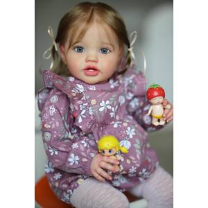iCradle Handmade 24 Inch Realistic Girl Toddler Reborn Doll Weighted Soft Vinyl Silicone Reborn Baby Doll Lifelike Newborn Baby Dolls Birthday Toy Set for Kids Age 3+