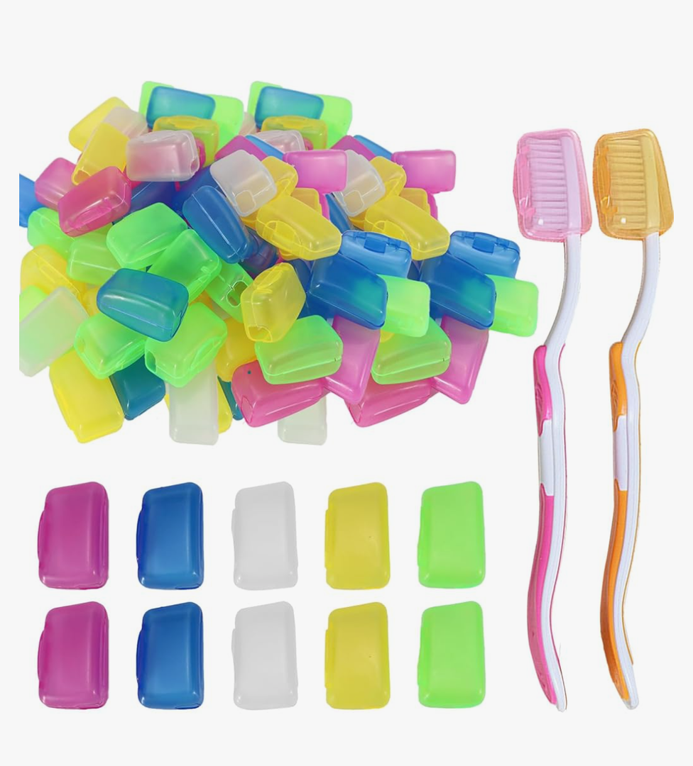 100 Packs Toothbrush Covers Cap, Portable Travel Toothbrush Head Cover, Manual & Electric Protector Clip Case for Bathroom Camping Home Business Hotel Outdoor