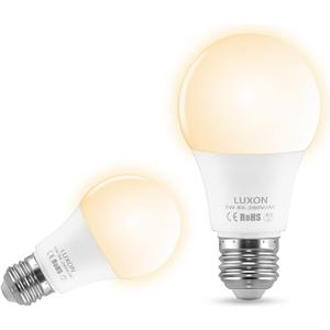 LUXON Motion Sensor Light Bulb,9W Smart Bulb Radar Dusk to Dawn LED Light Bulbs,E26 Base Indoor Sensor Night Lights Soft White 2700K Outdoor Motion Sensor Bulb Auto On/Off 2 Pack