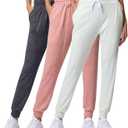 Real Essentials 3 Pack: Women's Ultra-Soft Lounge Joggers Sweatpants Athletic Yoga Pants with Pockets (in Plus) (Large)