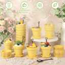 Honeydak 25 Pack Flowerpot Dessert Cup Plastic Cake Cups with Lid Shovel Spoon Mini Flower Pot Dessert Cups Ice Cream Yogurt Cupcake Holder Containers for Birthday Party Supplies DIY Baking (Yellow)