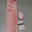 Wireless Keyboard Mouse,104 Full Size Cute Colorful Keyboard and Mouse with Retro Typewriter for PC/Mac/Laptop/Tablet/Computer/Windows/Microsoft, Pink