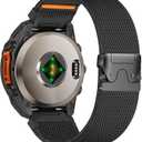 22mm Sports Elastic Replacement Band Compatible with Garmin Fenix 6 Pro/6/7/7 Pro/5/5 Plus, Parachute Buckle Nylon Strap for Forerunner 945/935/Approach S60/S62/Instinct 2 (Black)