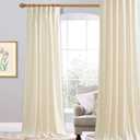 StangH Velvet Curtains 96 inches Long - Ivory White Room Darkening Privacy Protect Velour Drapes for Living Room, Luxury Wedding Decoration Backdrops, W52 x L96 inches, 1 Panel (52"W x 96"L (Pack of 1))
