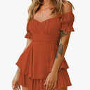 Fixmatti Women Boho Romper Off Shoulder Ruffle Chiffon Shorts Jumpsuit Playsuits, Size: L