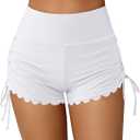 ATTRACO Women Swim Shorts High Waisted Swimsuit Shorts Swim Bottom Board Shorts (Medium, White)