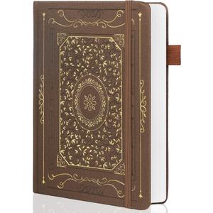 TIEFOSSI Dotted Notebook, 160gsm Thick Paper, Hardcover Dot Grid Journals for Women Men, 192 pages, for Travel, School and Office Use (Brown)