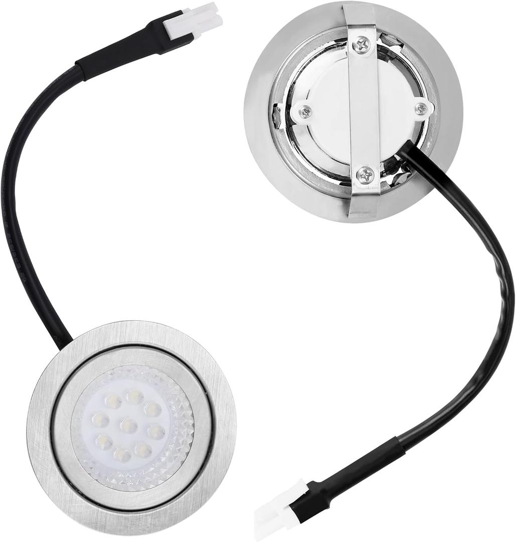 Gosknor 2pcs Range Hood Light Bulbs Recessed, DC 12V 6500K Stainless Steel Range Hood LED Light Replacement Lights Accessories for Stove Kitchen