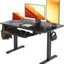 YDN Standing Desk, Height Adjustable Computer Desk with Keyboard Tray, 48 Inch Black Ergonomic Desk for Home Office and Gaming