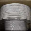 PULOTE 100PCS Pink Plastic Plates - Heavy Duty Pink and Gold Disposable for Party, Wedding, Easter, Include 50 Each (Dinner & Dessert) Plates