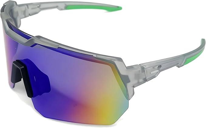 SummitRush Polarized sports sunglasses suitable for men and women with myopia, driving fishing mountain bikes sunglasses UV400 protection adjustable nose support sunglasse (Grey blue)