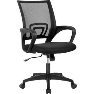 Home Office Chair Ergonomic Desk Chair Mid-Back Mesh Computer Chair Lumbar Support Comfortable Executive Adjustable Rolling Swivel Task Chair with Armrests(Black)