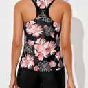 Aleumdr Womens Athletic 3 Piece Tankini Swimsuits with Shorts Swim Tank Tops with Sports Bra and Boyshorts Bathing Suits (Black, L)