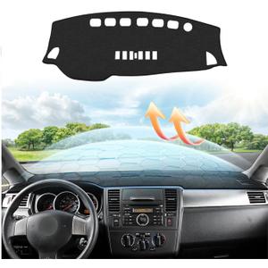 Cartist Custom Fit for Dash Cover Nissan Versa Tiida C11 2007 2008 2009 2010 2011 Dashboard Cover Mat Anti-Slip Pad Carpet Sunshield Protector