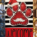 AVOIN colorlife Santa Paw Print Christmas House Flag 28x40 Inch Double Sided Outside, Welcome Stripes Winter Holiday Yard Outdoor Decorative Flag