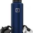 IRON FLASK Camping & Hiking Hydration Flask with Straw, Wide Mouth Insulated Stainless Steel Sports Water Bottle - 40 oz Twilight Blue