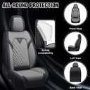 Full Set for Toyota Tacoma Car Seat Covers 2000-2026, Waterproof Nappa Leather Car Seat Protector, Comfortable and Anti-Slip Car Seat Cover&Accessories(5 Seats/Black Gray)