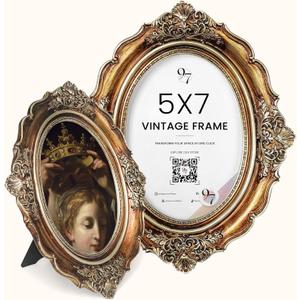 97 Decor 5x7 Vintage Picture Frames - 5 x 7 Picture Frame Antique, Ornate Gold Frames 5 x 7, Small 5x7 Picture Frame Wall Hanging For Home Decor (Bronze)