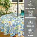 Outdoor Tablecloth with Umbrella Hole and Zipper, Paisley Waterproof Patio Table Covers, Round 60" x 60"