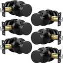Knobonly 6 Pack Black Door Knobs Interior, Privacy Door knobs with Lock, Round Door Knobs for Bedroom and Bathroom, Matte Black Door Handles Zinc Alloy
