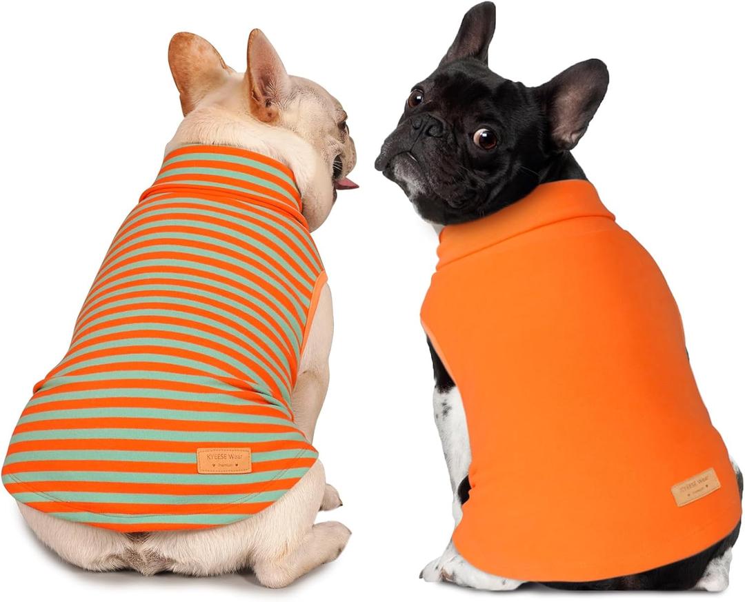 KYEESE 2Pack Dog Sweater Turtleneck Dogs Clothes Stretchy Pets Clothes Soft Pet Sweatshirt Pullover Dog Sweaters for Small Dogs Male Warm Pet Coats (X-Large (19-27lbs), 5# Stripe+Orange)