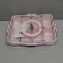 WACOI Divided Snack Serving Tray with Lid and Handle Travel Snackle Charcuterie Container Portable Storage Organizer for Candy, Fruits, Nuts, Snacks, Party, Picnic (1pack, Pink)