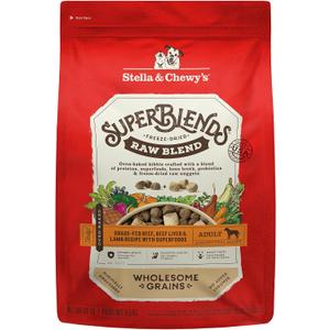 Stella & Chewy's SuperBlends Raw Blend Wholesome Grains Grass-Fed Beef, Beef Liver & Lamb Recipe with Superfoods, 21 lb. Bag Best if used by 8/20/26