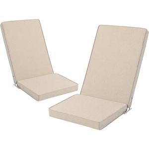 Adirondack Chair Cushions Set of 2 - Removable Covers, Water-Repellent & Fade-Resistant Faux Linen, Securing Straps, Non-Slip Bottom, Fit for Most Outdoor Adirondack & Rocking Chairs - Beige