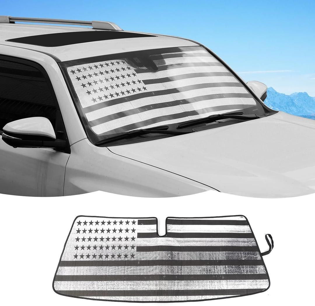 Windshield Sunshade Sun Shade Heat Shield Window Sun Visor Mat Compatible with Toyota 4Runner 2010-2023, US Flag